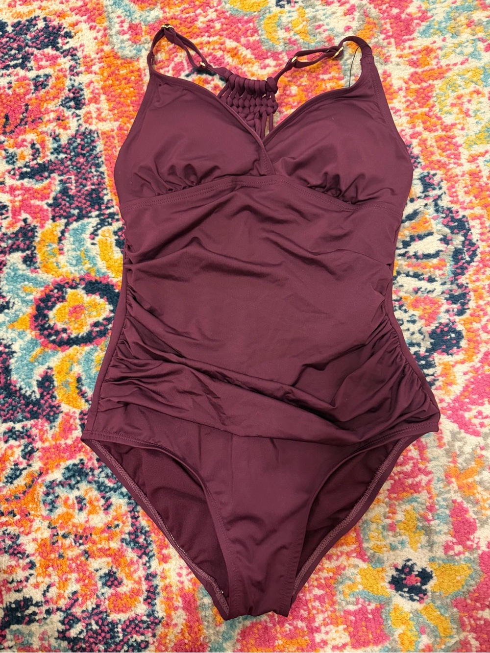 Plum Macramé-Back One-Piece Swimsuit